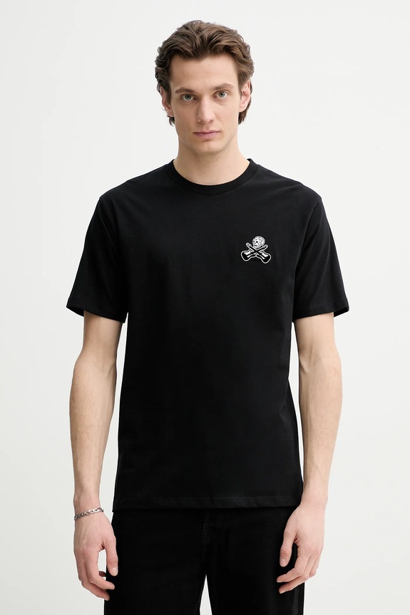 Bavlnené tričko The Kooples nášivka čierna HTSC30029K