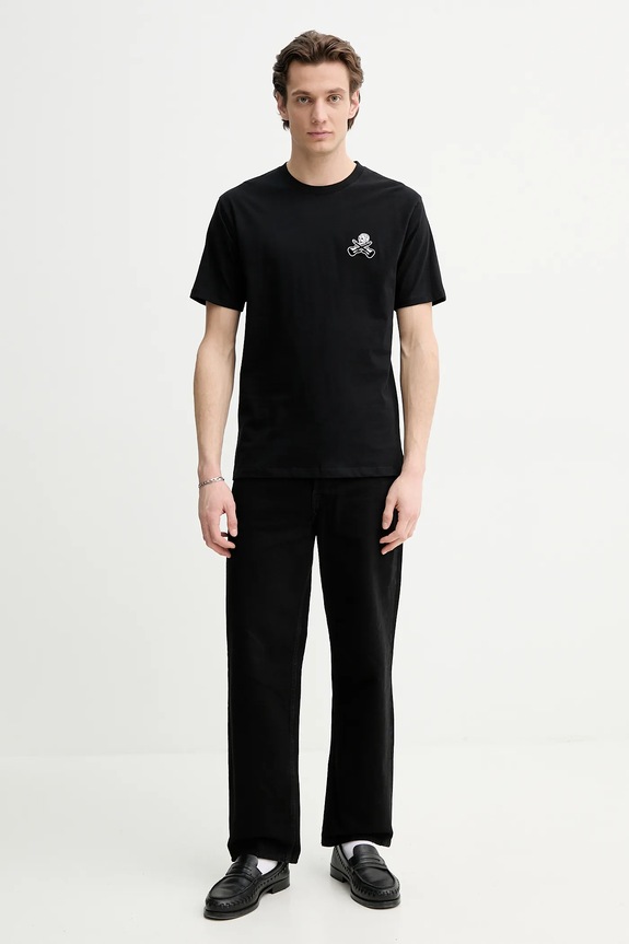 Bavlnené tričko The Kooples HTSC30029K čierna SS25
