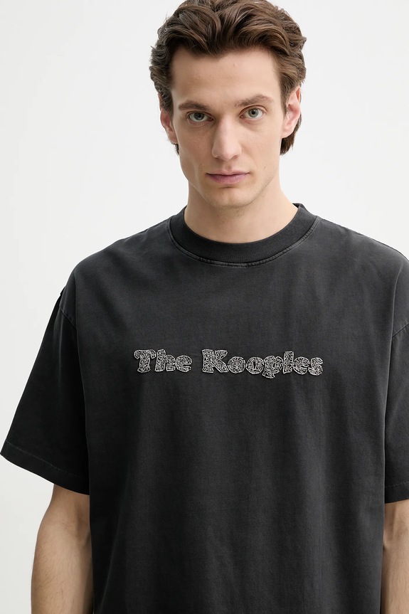 The Kooples tricou din bumbac gri HTSC30020K