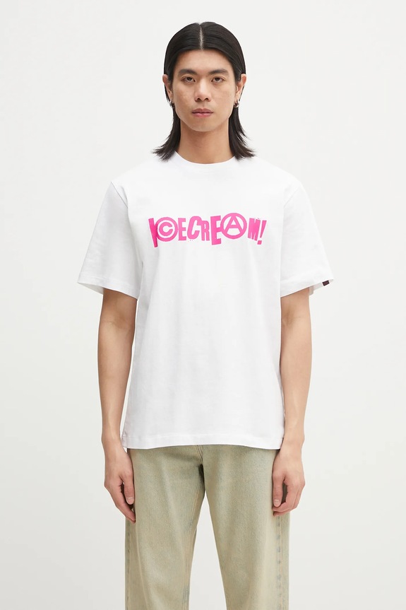 Бавовняна футболка ICECREAM Anarchy T-Shirt надрук білий IC24461
