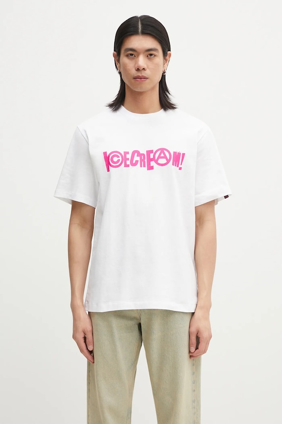 Бавовняна футболка ICECREAM Anarchy T-Shirt надрук білий IC24461