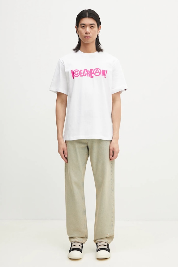 Βαμβακερό μπλουζάκι ICECREAM Anarchy T-Shirt IC24461 λευκό