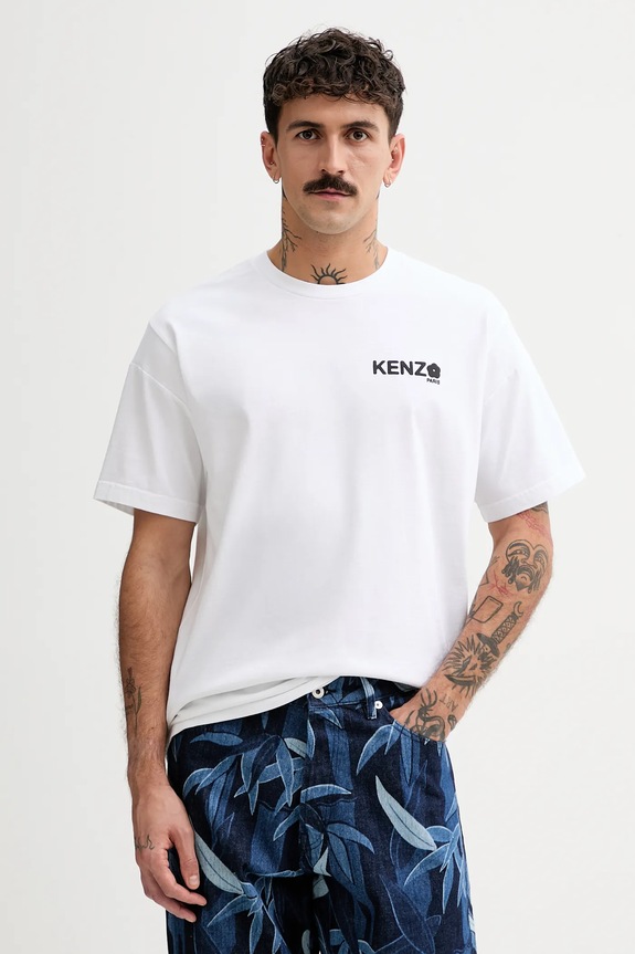 Bavlnené tričko Kenzo Boke Flower 2.0 potlač biela FF55TS4894SG.01