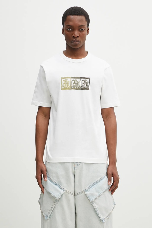 Norse Projects cotton t-shirt Holger Post Stamp Print T-Shirt Planet friendly white N01.0686.0001