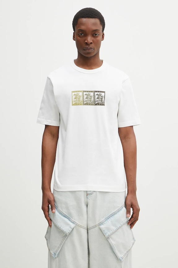 Norse Projects cotton t-shirt Holger Post Stamp Print T-Shirt Planet friendly white N01.0686.0001