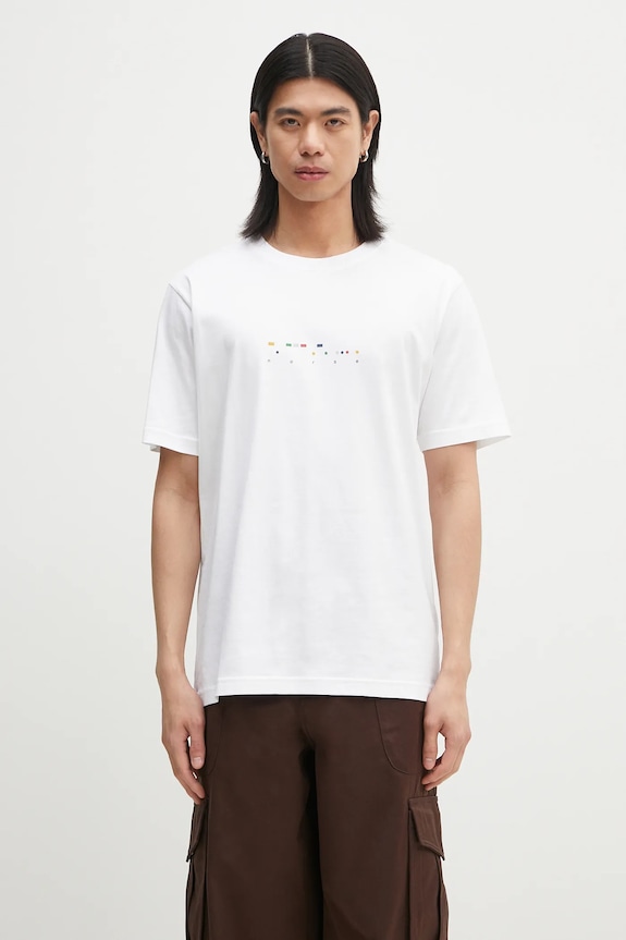 Бавовняна футболка Norse Projects Johannes Organic Code Print T-shirt надрук білий N01.0689.0001