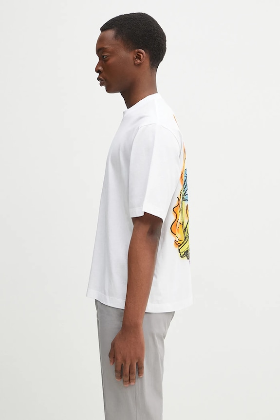 Bavlněné tričko Marcelo Burlon County Flame Boxy T-Shirt White Red CMAA05AS25JER0070125 bílá SS25
