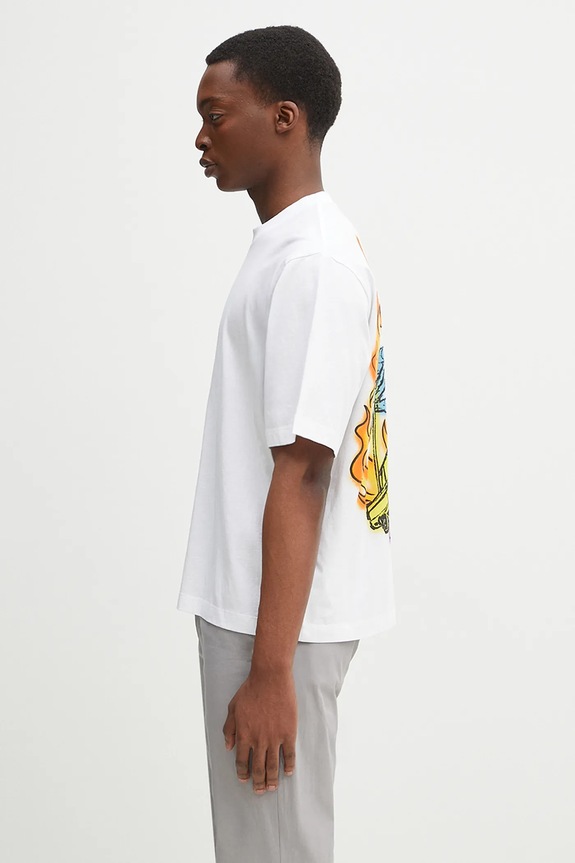 Памучна тениска Marcelo Burlon County Flame Boxy T-Shirt White Red CMAA05AS25JER0070125 бял SS25