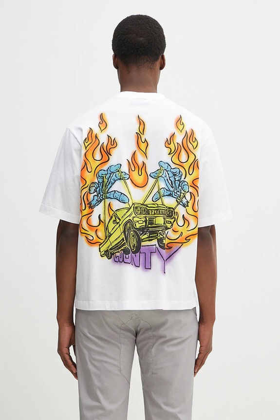 Oblečení Bavlněné tričko Marcelo Burlon County Flame Boxy T-Shirt White Red CMAA05AS25JER0070125 bílá