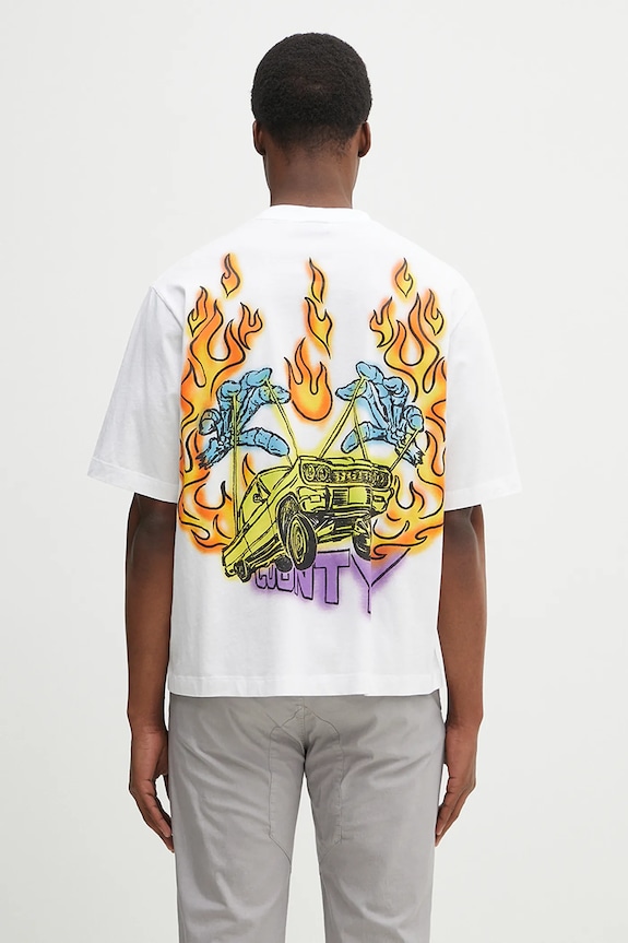 Oblečení Bavlněné tričko Marcelo Burlon County Flame Boxy T-Shirt White Red CMAA05AS25JER0070125 bílá