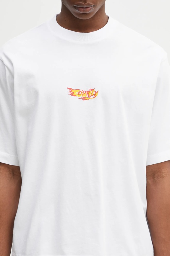 Bavlněné tričko Marcelo Burlon County Flame Boxy T-Shirt White Red bílá CMAA05AS25JER0070125