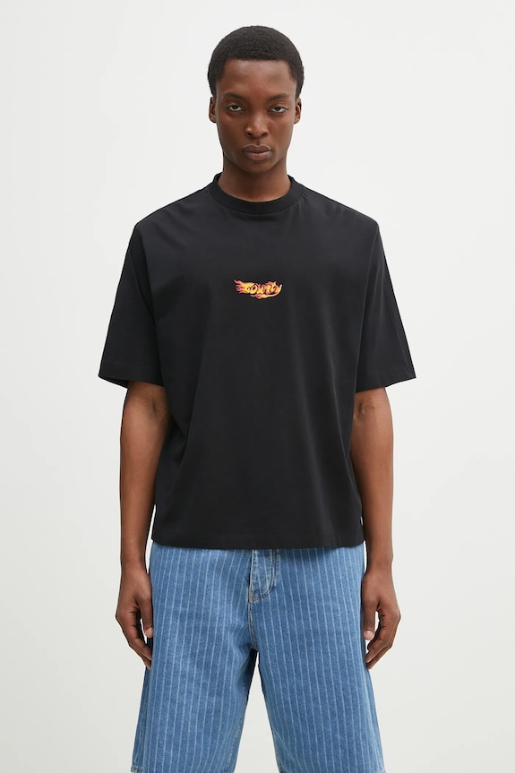 Одежда Хлопковая футболка Marcelo Burlon County Flame Boxy T-Shirt Black Red CMAA05AS25JER0071025 чёрный