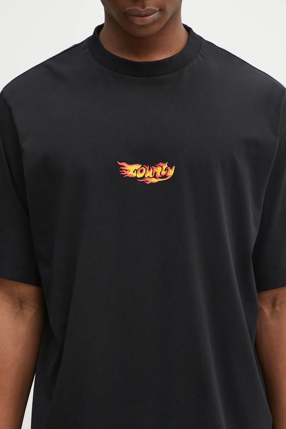 Хлопковая футболка Marcelo Burlon County Flame Boxy T-Shirt Black Red чёрный CMAA05AS25JER0071025