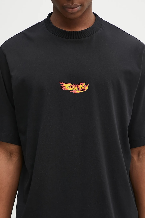Хлопковая футболка Marcelo Burlon County Flame Boxy T-Shirt Black Red чёрный CMAA05AS25JER0071025
