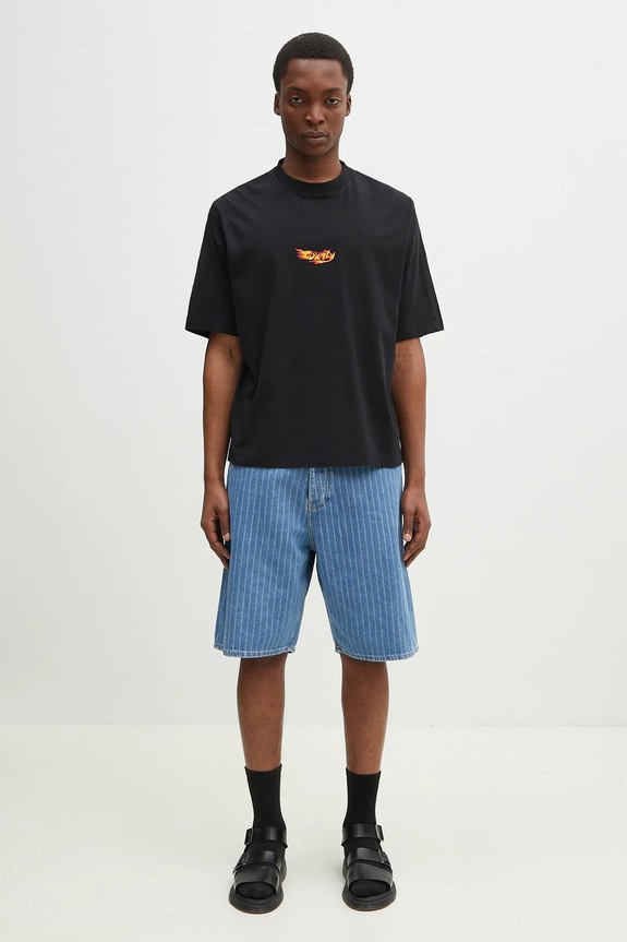 Хлопковая футболка Marcelo Burlon County Flame Boxy T-Shirt Black Red CMAA05AS25JER0071025 чёрный