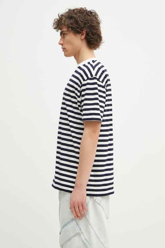 Marcelo Burlon tricou din bumbac Bunny Heart Stripe Basic Tee White Navy CMAA056S25JER0060146 bleumarin SS25