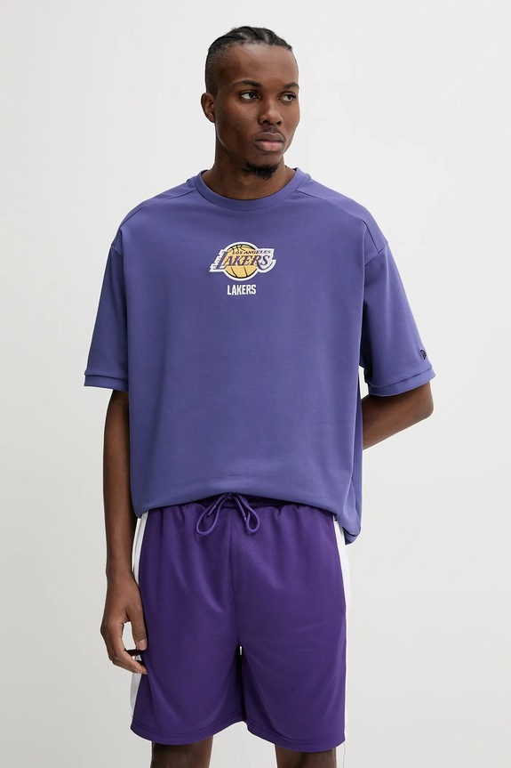New Era tricou din bumbac Lakers imprimeu violet 60596460