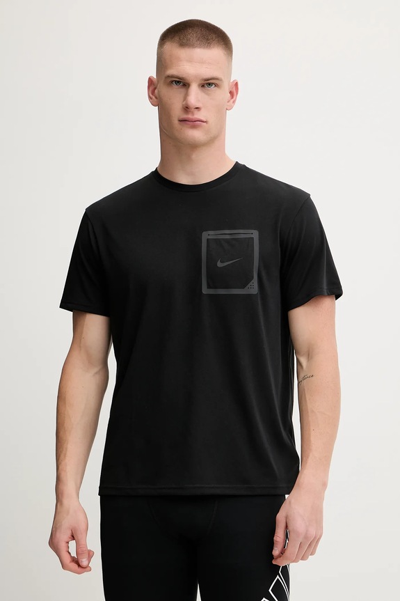 T-shirt κολύμβησης Nike θαλάσσια σπορ μαύρο NESSF506