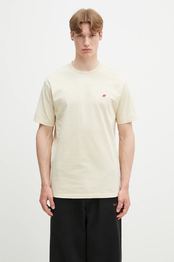 Bavlněné tričko New Balance Made In Usa Core T-Shirt SD regular béžová MT21543SD