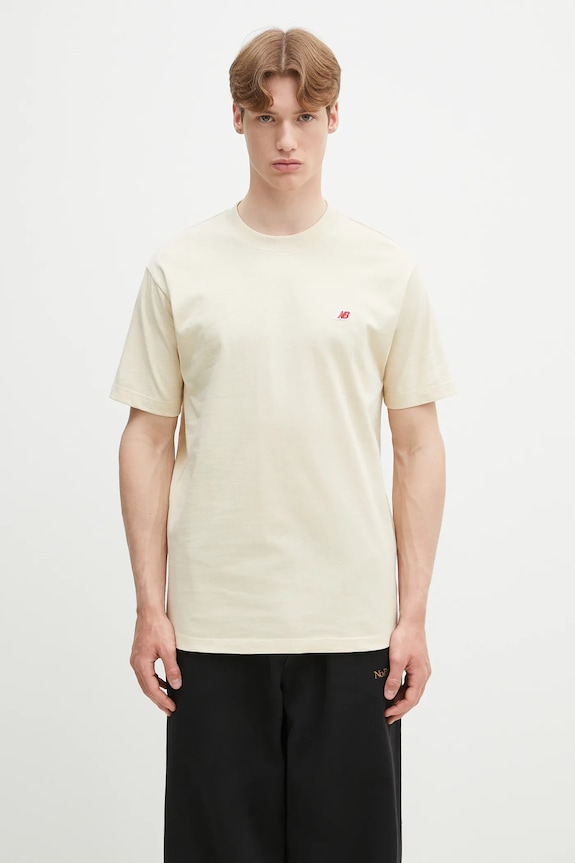 Bavlněné tričko New Balance Made In Usa Core T-Shirt SD regular béžová MT21543SD