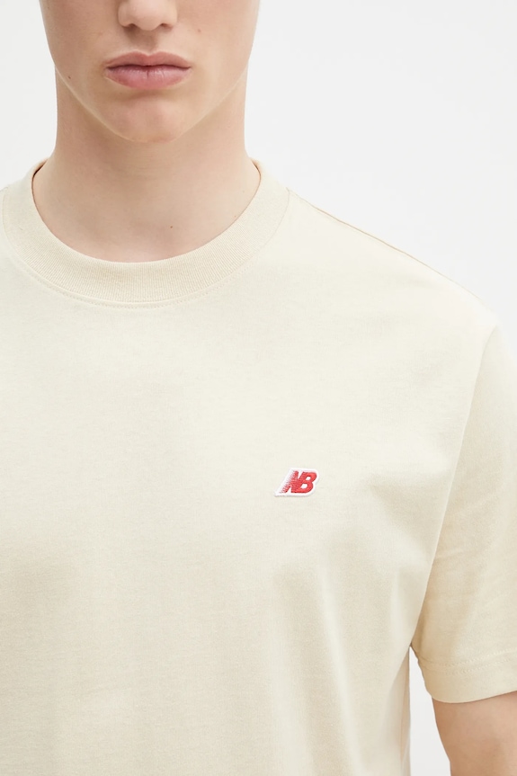Bavlněné tričko New Balance Made In Usa Core T-Shirt SD béžová MT21543SD