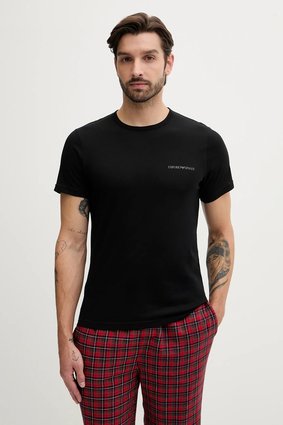 Bombažna kratka majica Emporio Armani Underwear 2-pack Okrogel črna EM000391.AF10800