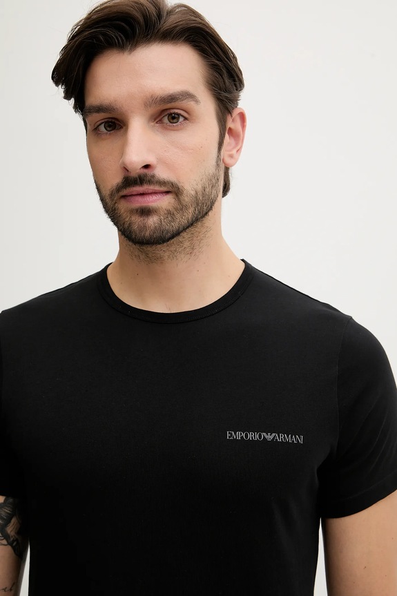 Bombažna kratka majica Emporio Armani Underwear 2-pack črna EM000391.AF10800