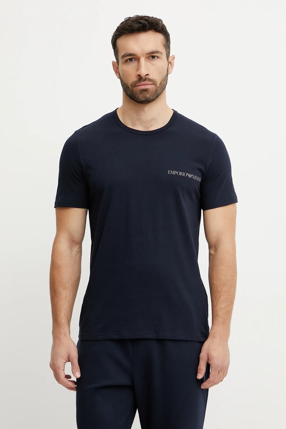 Emporio Armani Underwear maglietta lounge pacco da 2 sovrastampa blu navy EM000391.AF10779