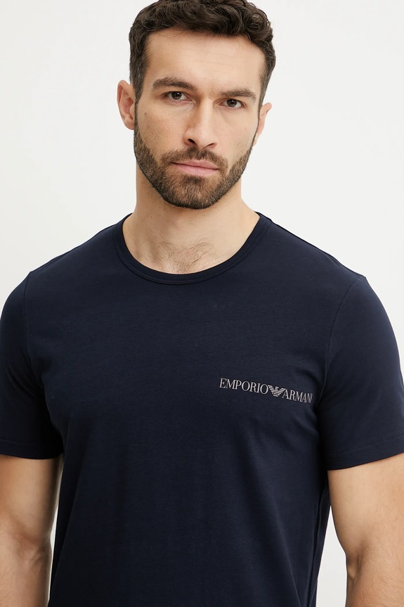 Homewear majica kratkih rukava Emporio Armani Underwear 2-pack mornarsko plava EM000391.AF10779