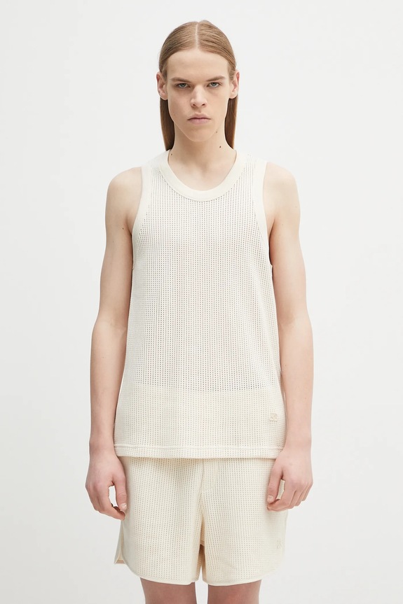 Wales Bonner cotton t-shirt Groove Tank relaxed beige MS25JE10.CO04.100