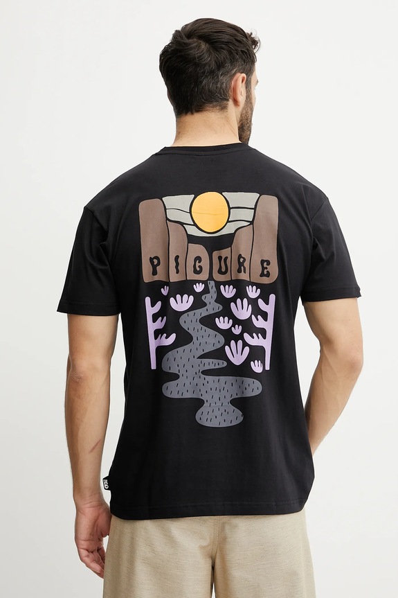 Βαμβακερό μπλουζάκι Picture Ouvea στάμπα μαύρο MTS1264