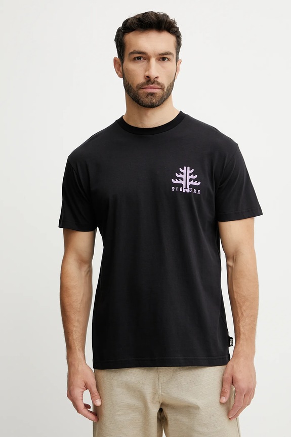 Ρούχα Βαμβακερό μπλουζάκι Picture Ouvea MTS1264 μαύρο