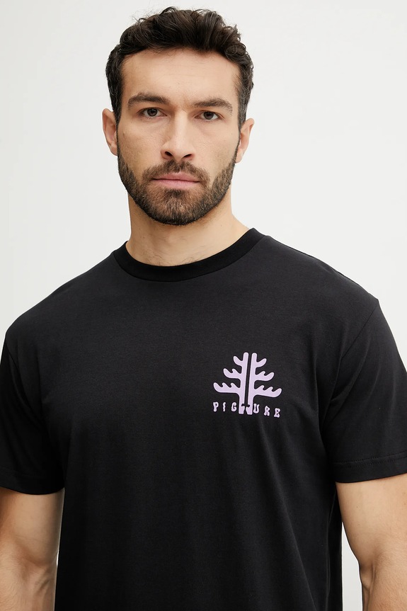 Βαμβακερό μπλουζάκι Picture Ouvea μαύρο MTS1264