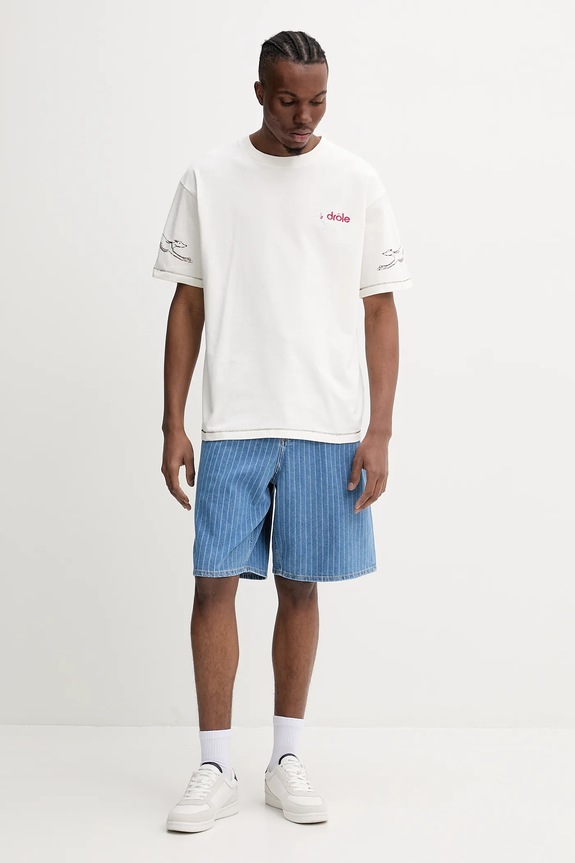 Drôle de Monsieur pamut póló Le T-Shirt Club House G.TS240.CO134.OW bézs SS25