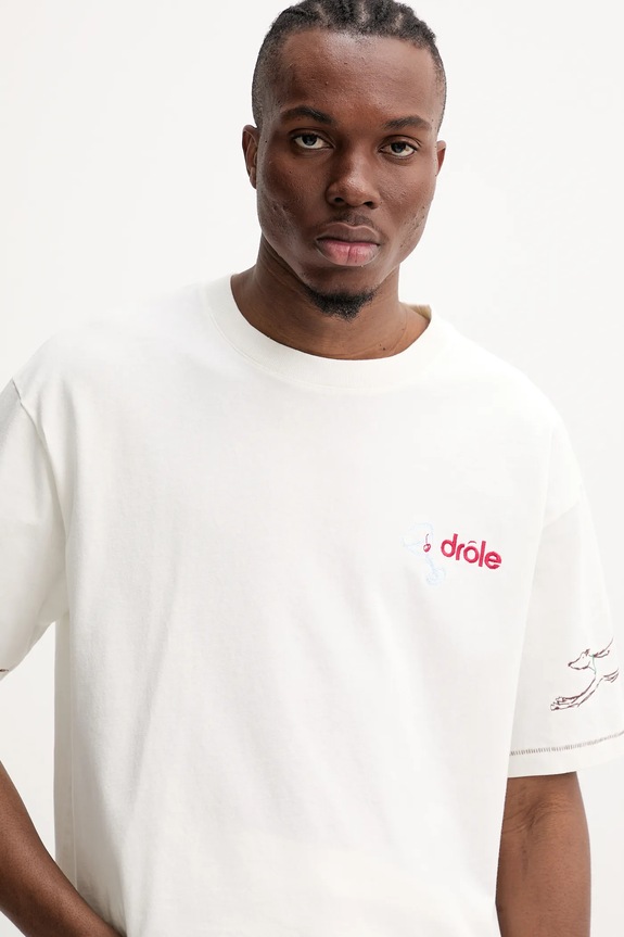 Drôle de Monsieur pamut póló Le T-Shirt Club House bézs G.TS240.CO134.OW