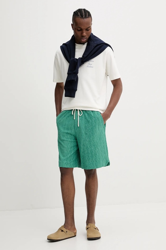 Drôle de Monsieur pamut póló Le T-Shirt Slogan Cursive G.TS209.CO002.OW bézs SS25