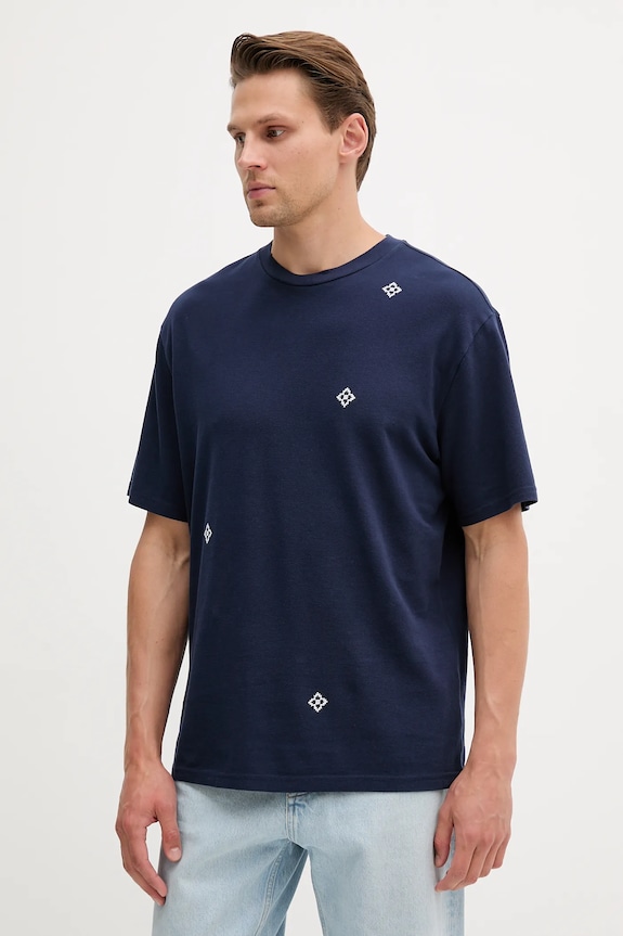 United Colors of Benetton t-shirt in cotone sovrastampa blu navy 325RU10AL