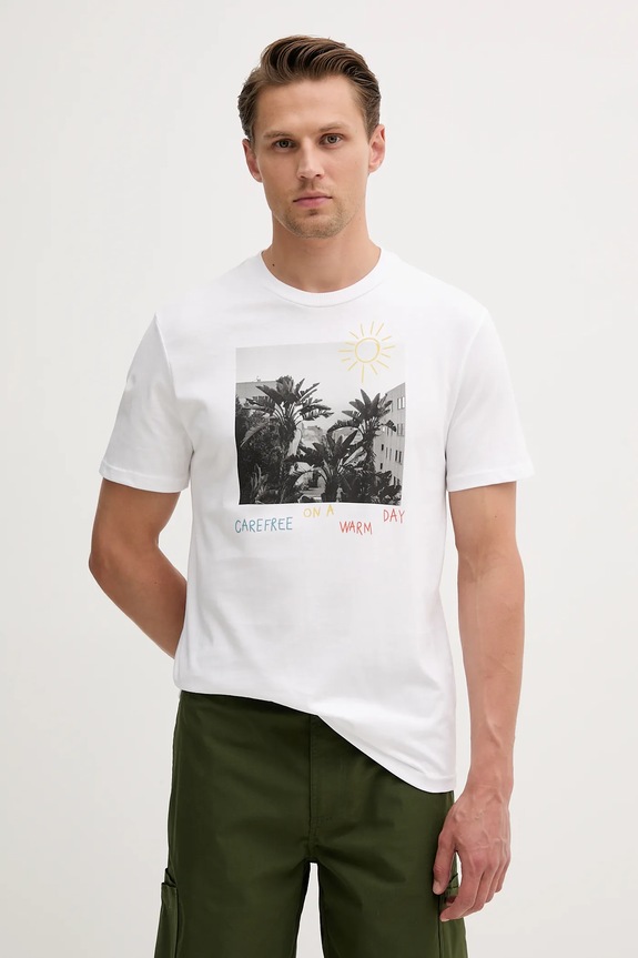 United Colors of Benetton t-shirt in cotone sovrastampa bianco 3BL0U10AG