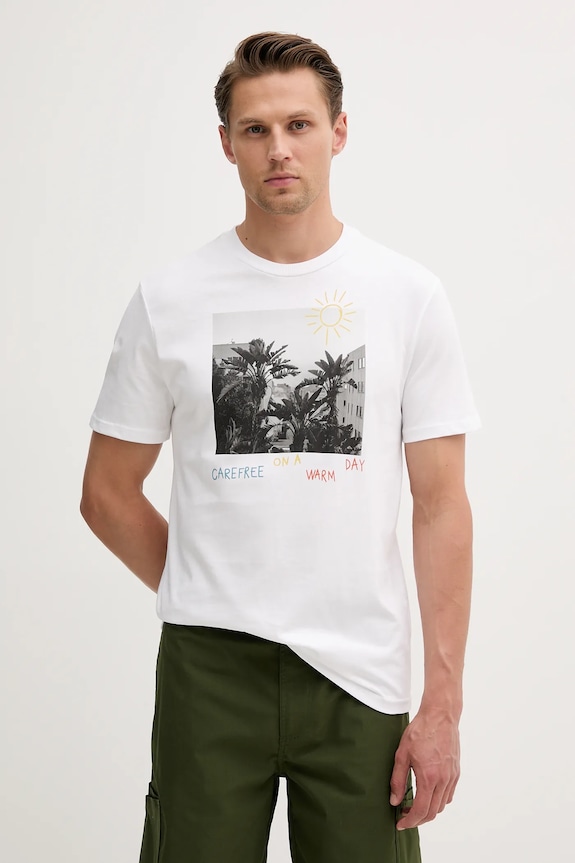 United Colors of Benetton t-shirt in cotone sovrastampa bianco 3BL0U10AG