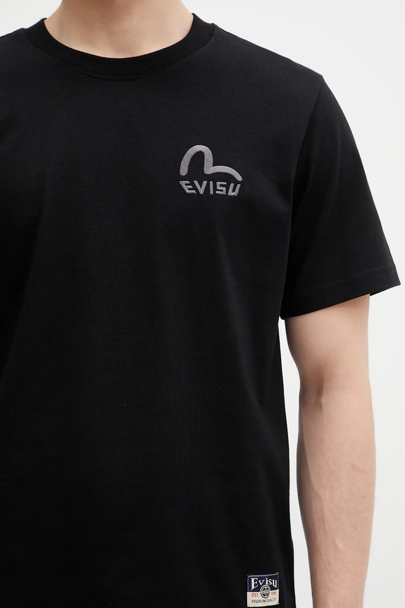 Evisu cotton t-shirt Logo EMB SS black 2ESHTM5TS1137
