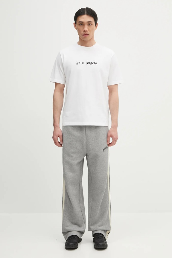 Βαμβακερό μπλουζάκι Palm Angels Classic Logo Slim PMAA089C99JER0030110 λευκό