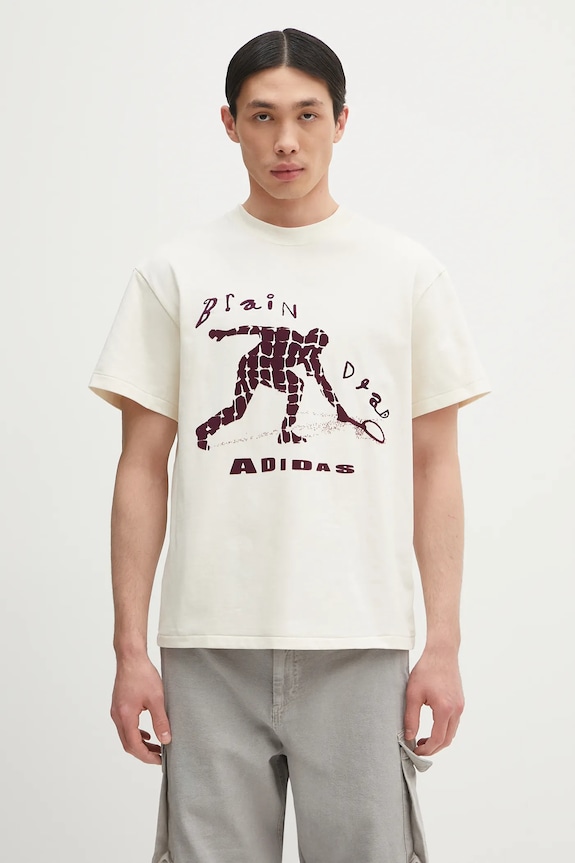 Хлопковая футболка adidas Originals x Brain Dead Dead печать бежевый JX9393