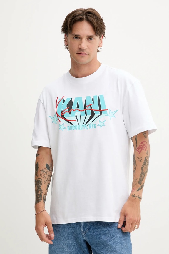 Karl Kani tricou din bumbac imprimeu alb PD00005354