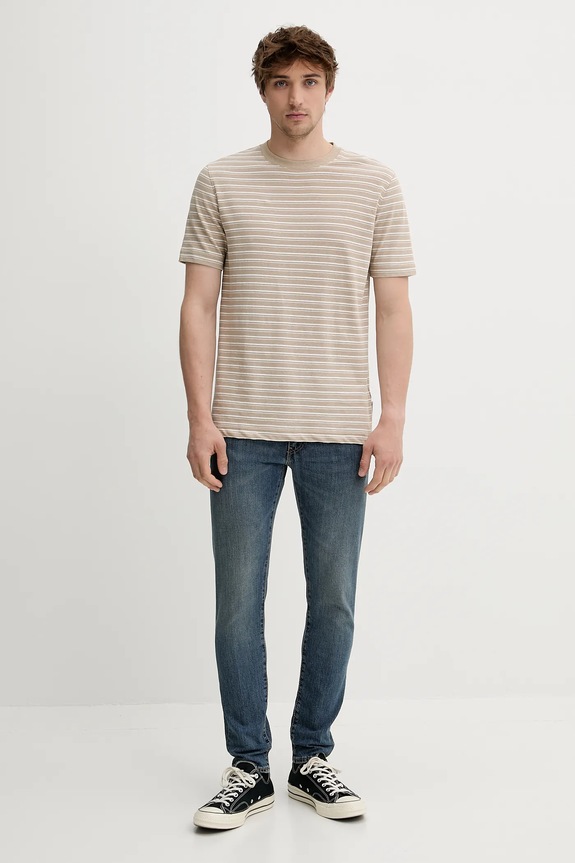 Μπλουζάκι με λινό μείγμα Marc O'Polo 524216751302 καφέ SS25