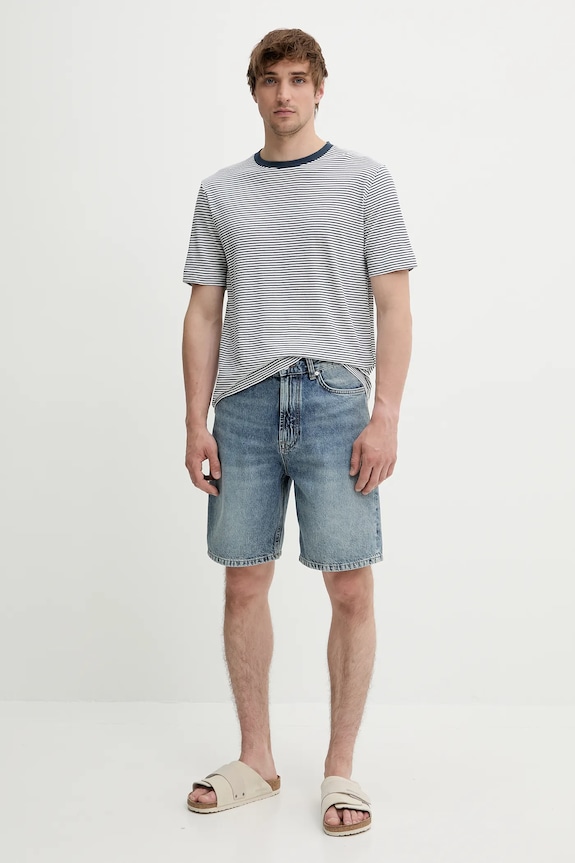 Μπλουζάκι με λινό μείγμα Marc O'Polo 524216751302 μπλε SS25
