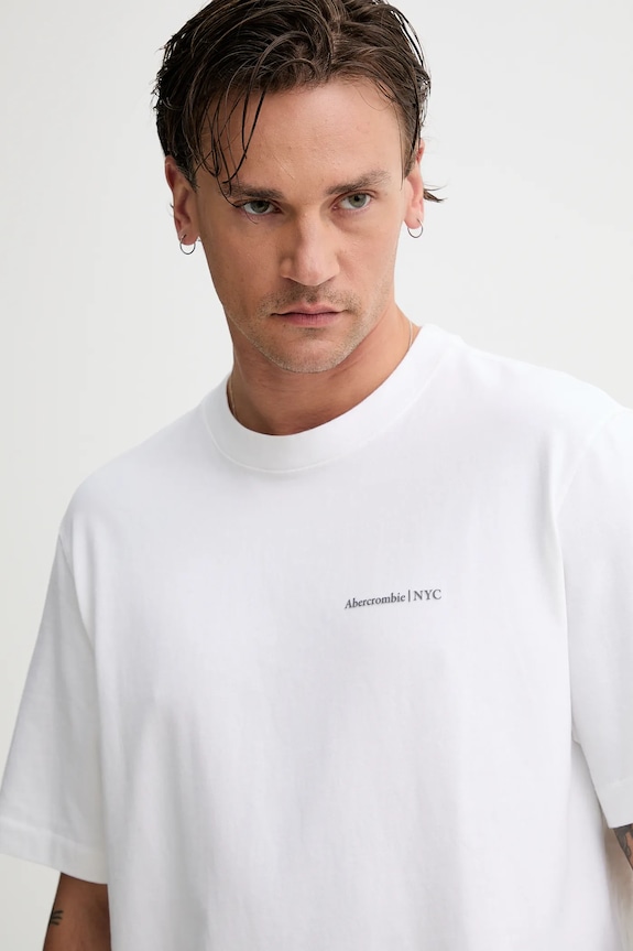 Bavlněné tričko Abercrombie & Fitch bílá KI123.5060.100