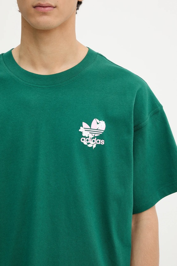 adidas Originals tricou din bumbac Florals Logo verde KE6588