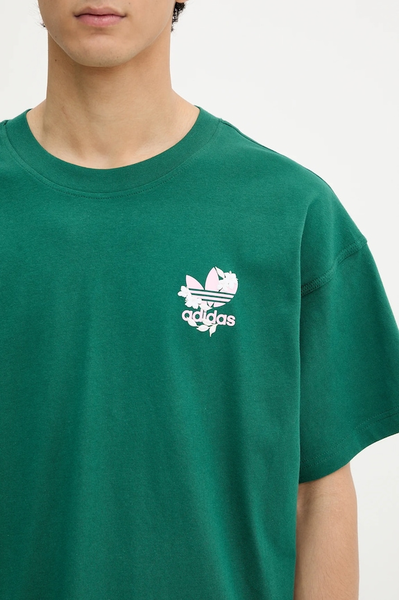 adidas Originals tricou din bumbac Florals Logo verde KE6588