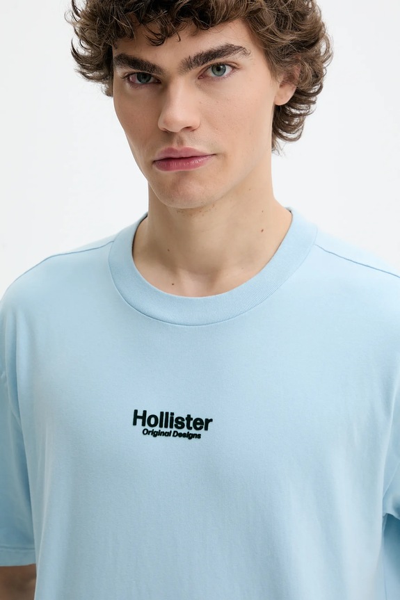 Βαμβακερό μπλουζάκι Hollister Co. μπλε KI323.5007.210