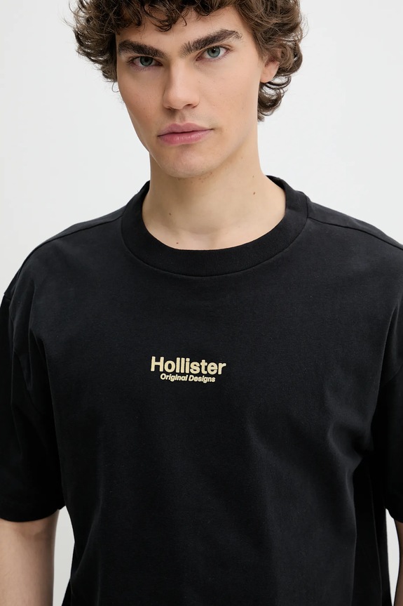 Ρούχα Βαμβακερό μπλουζάκι Hollister Co. KI323.5007.900 μαύρο